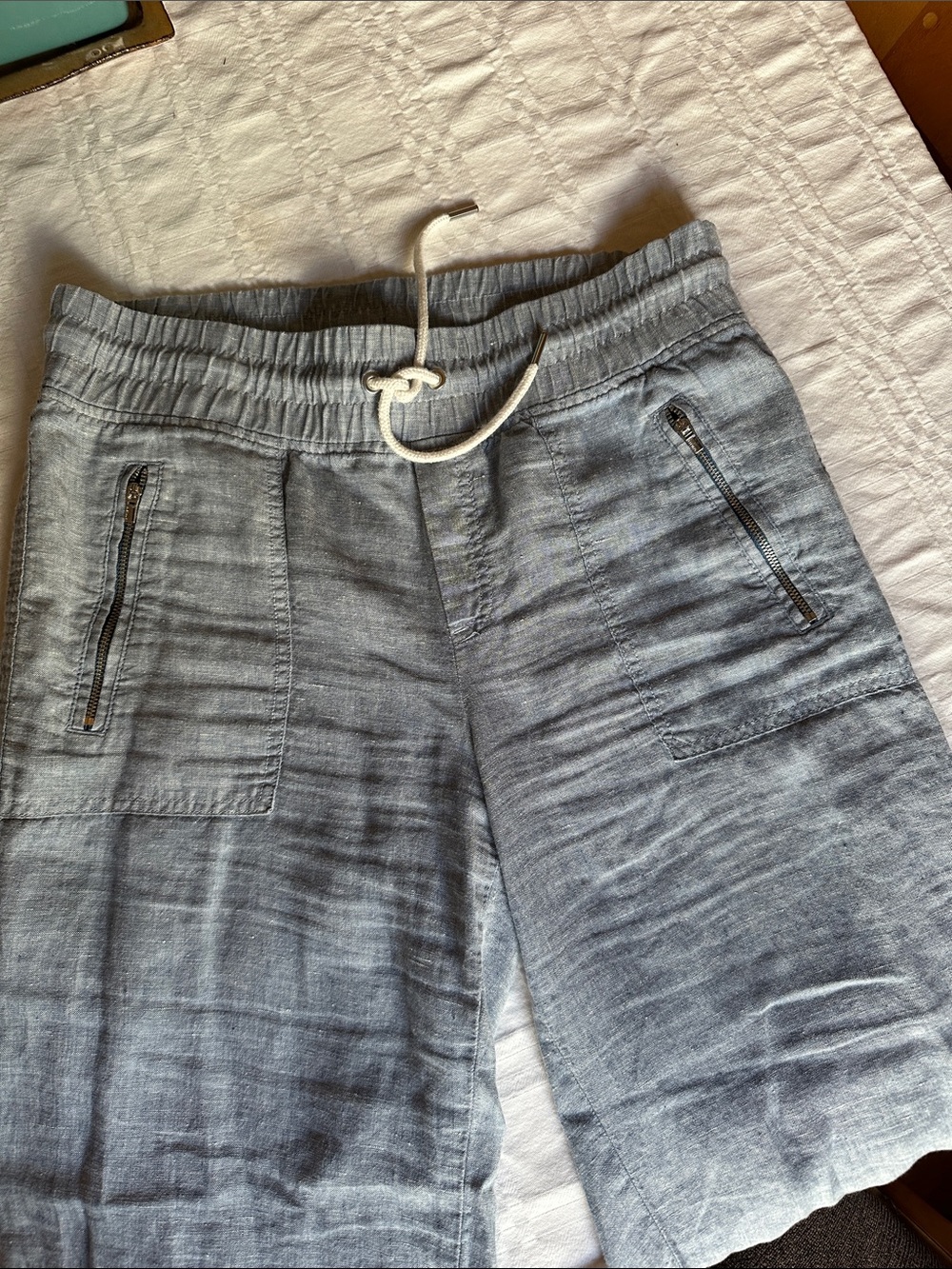 Women’s Athleta Cabo Linen Wide Leg Pant with Drawstring - Light Blue